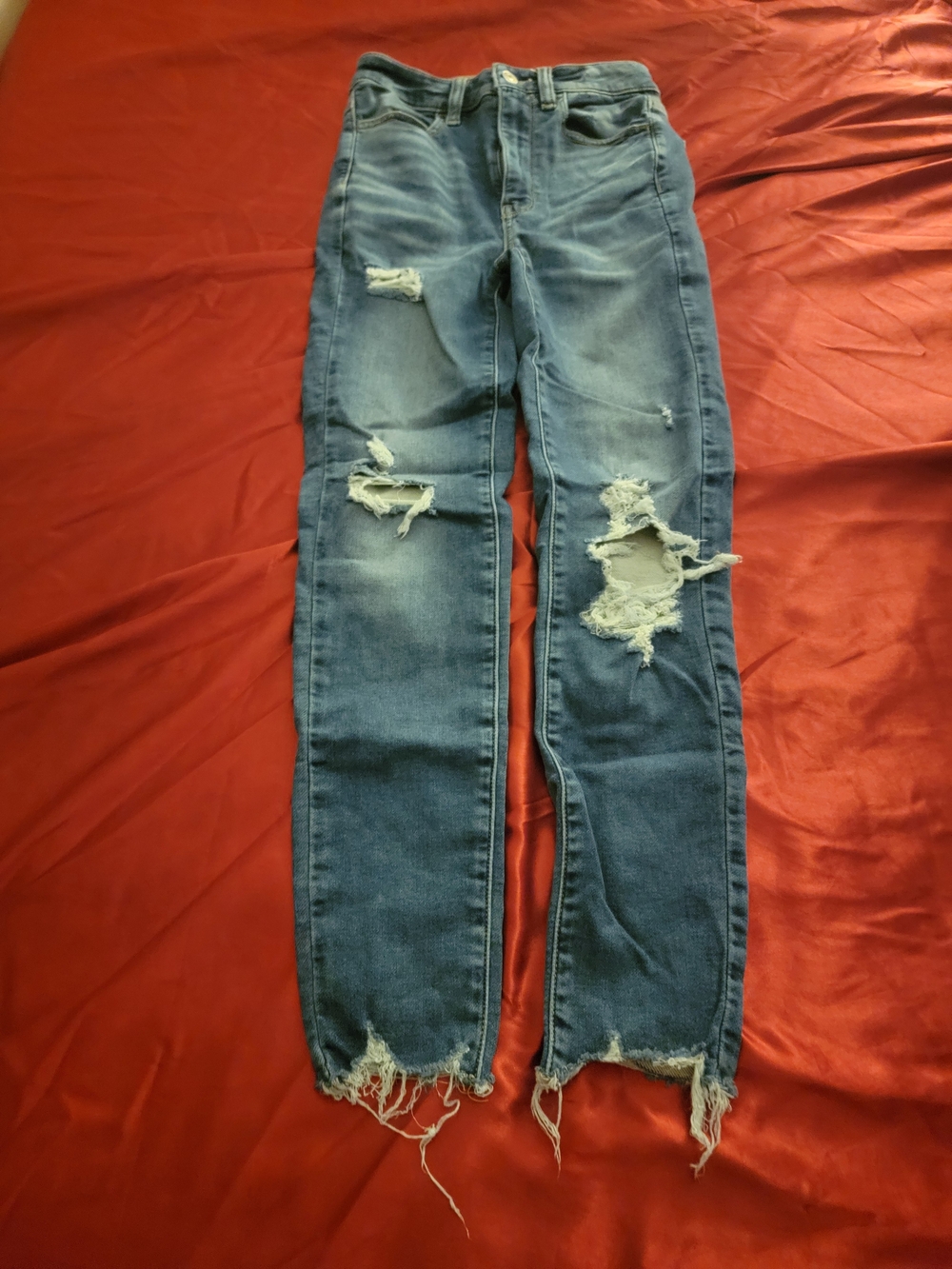 American Eagle Outfitters Blue Distressed Skinny Jeans